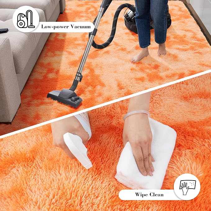 Mottling Orange Fluffy Rug Shag Area Rug, 3x5 Area Rugs - Image 5
