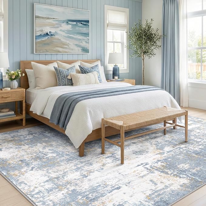 RELEANY Washable Area Rugs 9'x12' Non-Slip Modern Abstract Soft - Image 3