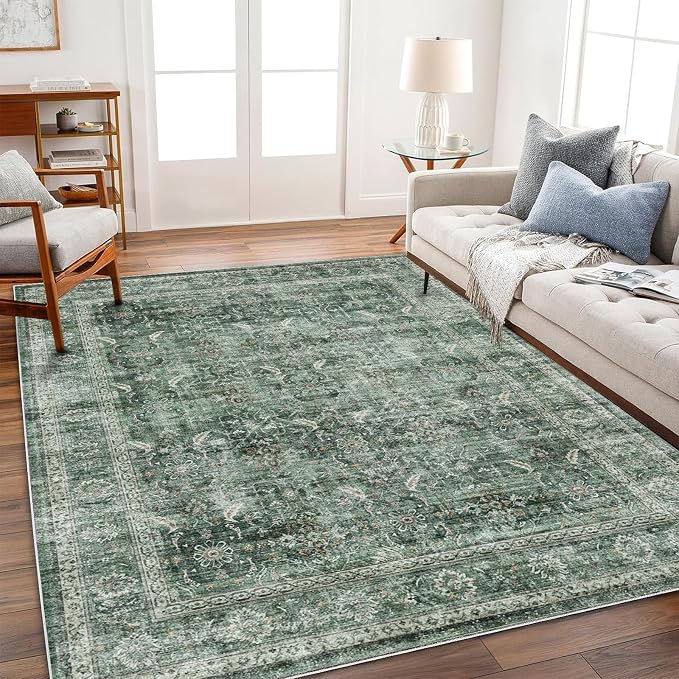 CHAMPLANT Washable Area Rug 4'x6' Vintage Traditional Floor Cover Foldable Thin by CHAMPLANT
