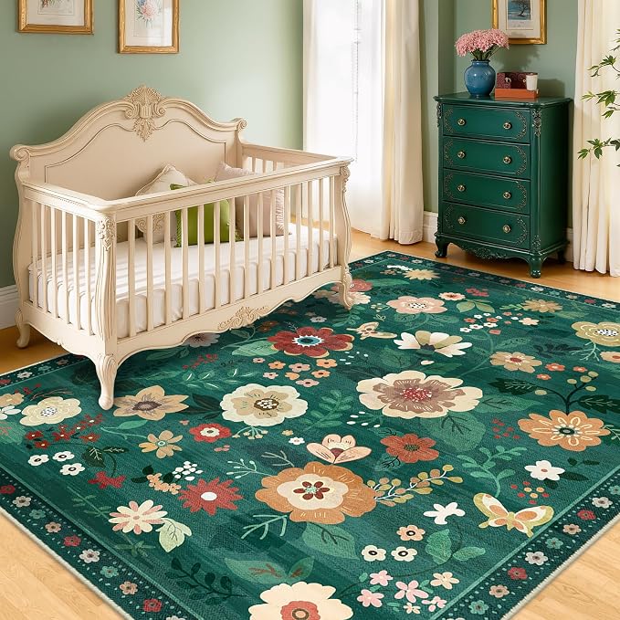 RELEANY Floral 6x9 Area Rugs Washable Print Boho Cute Carpet Non Slip Flower - Image 6