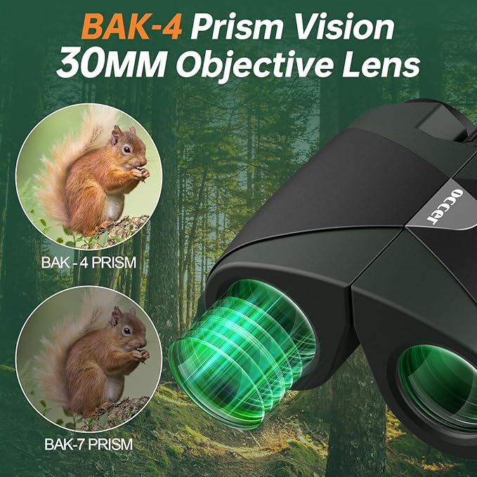 15x30 Compact Binoculars for Adults and Kids - Occer Large View High Powered Binoculars for Bird Watching - Lightweight Easy Focus Binocs with Low Light Vision for Hunting Cruise Ship Travel