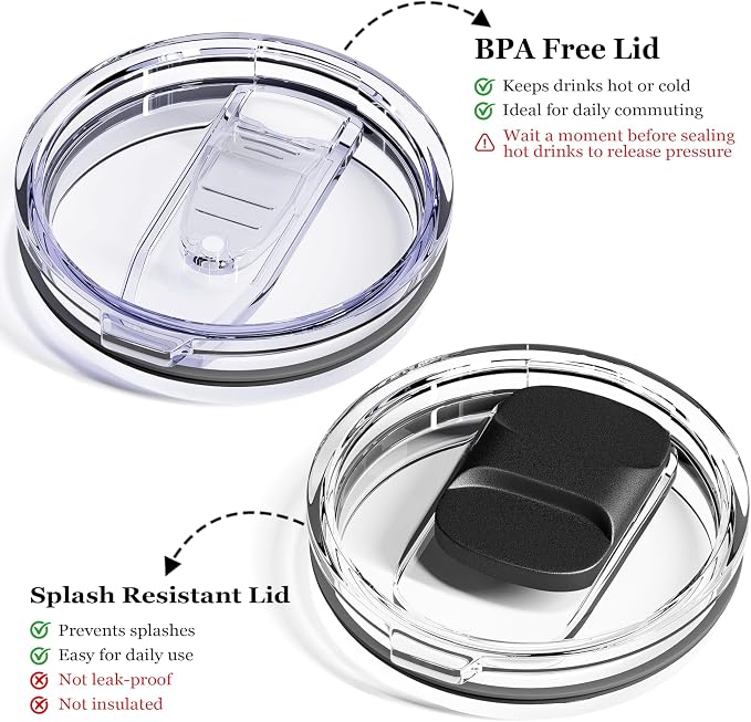 12oz Insulated Coffee Mug with Lid – Includes Two Lids, Stainless Steel Coffee - Image 3