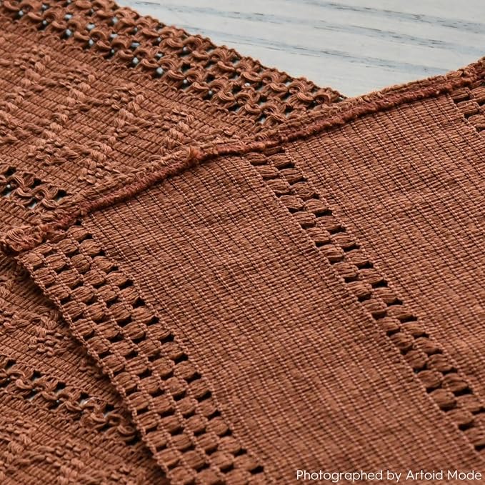 Artoid Mode Caramel Woven Farmhouse Hollow Table Runner 12x48 Inch | Holiday - Image 8