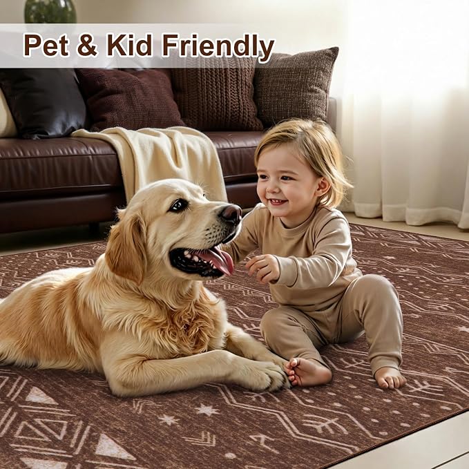 SERISSA 2x3 Rugs for Entryway, Washable Non-Slip Coffee Brown Small Area Rug - Image 6