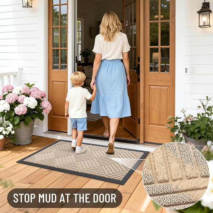 OLANLY Front Door Mat Outside Entrance 35x23, Heavy Duty Sturdy Natural Rubber - Image 6