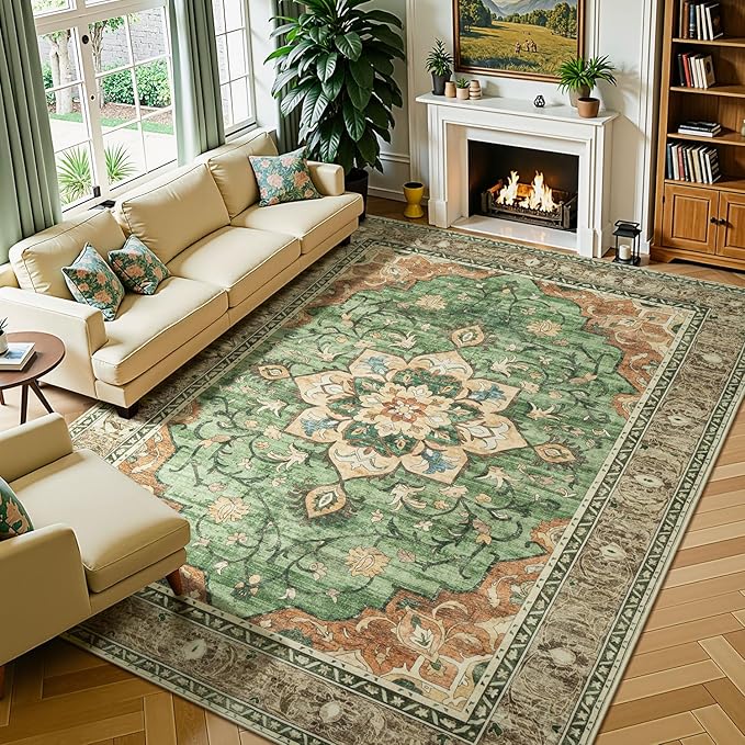 Lessymo Washable Area Rug for Living Room, 8x10 Large Rugs by Lessymo
