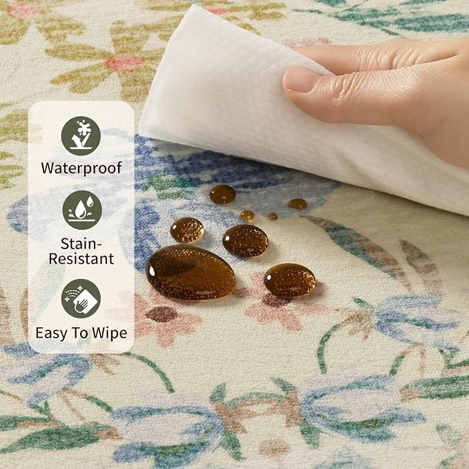 Rugxara 2x10 Floral Runner Rug, Washable Runners - Image 8