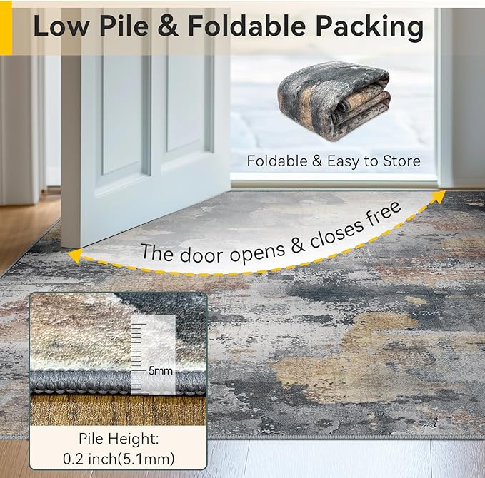 RELEANY Washable Area Rugs 5'x7' Non-Slip Modern Abstract Soft - Image 6