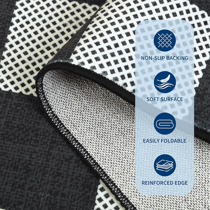 GarveeHome Checkered Dark 3x5 Washable Rug Geometric Diamond Dot Modern Soft - Image 5