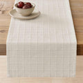 Artisanal Grid Linen Table Runner, 13x36 Inches Ivory | Heavy Textured by ZEEMARTONLINE
