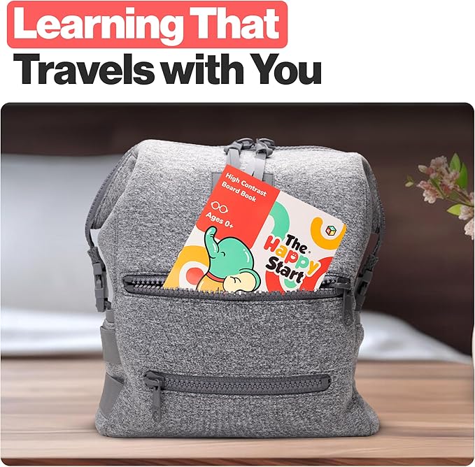 Happy Start Award-Winning High Contrast Board Book - Newborn Black & White Baby Cards, Easy to Clean, Hospital Approved, Stands on Its Own, Tummy Time Toy, Ages 0+ (English)