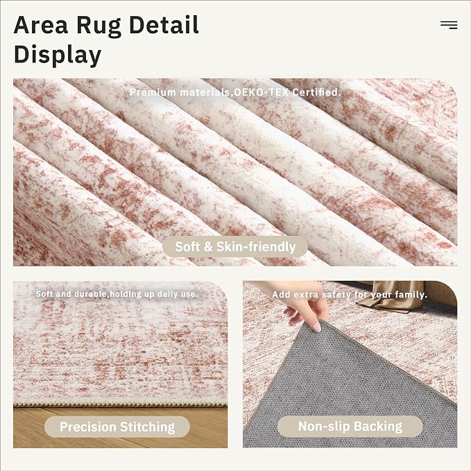 Soalmost Washable Area Rug 8x10, Large Soft Rugs - Image 5
