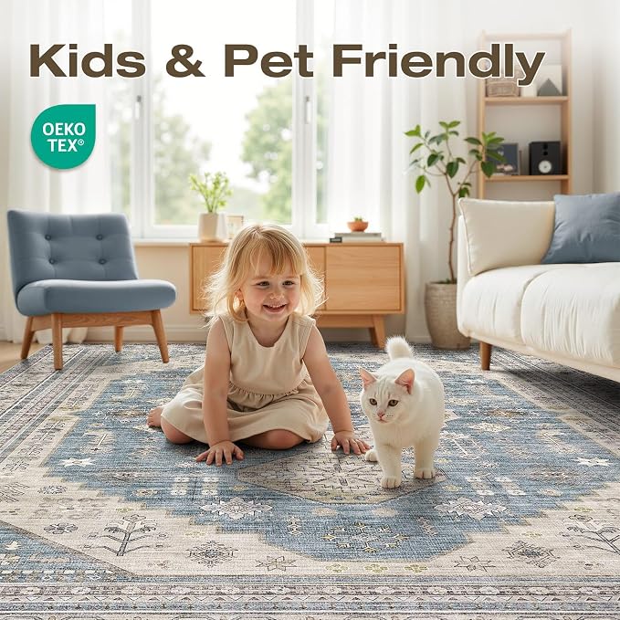 6x9 Washable Area Rug, Large Rugs - Image 4