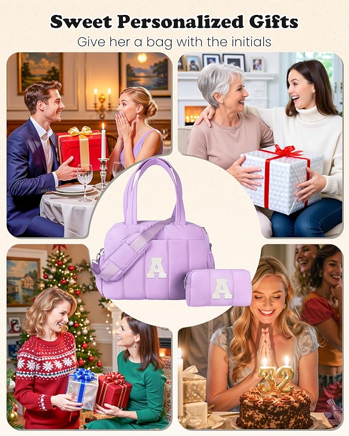 Initial Duffle Bag, Carry On Bags for Women，Overnight Bag with Wet Pocket，Monogram Gifts for Women-Lightweight Travel Bags Personalized Gym Tote with Makeup Pouch