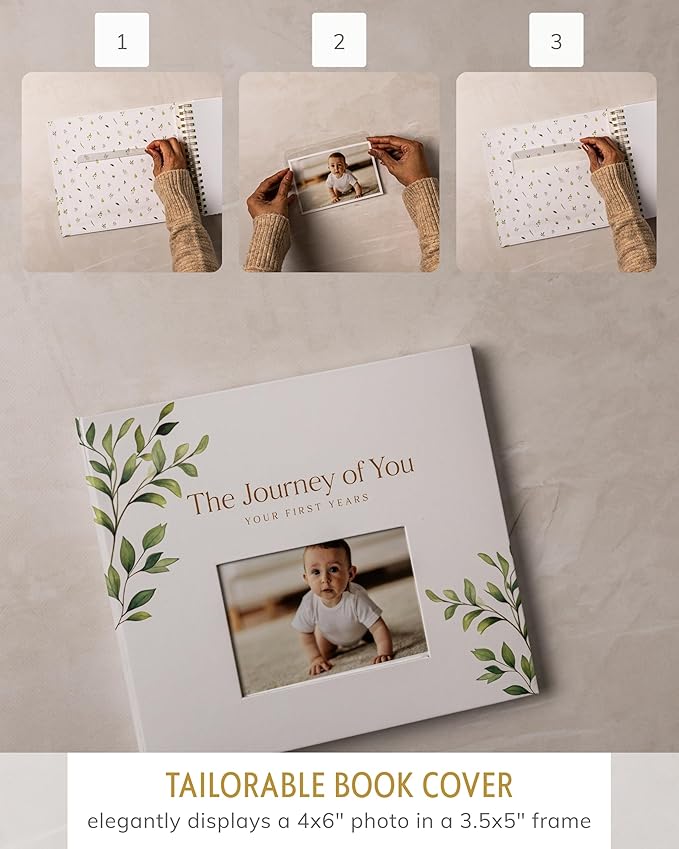 Baby's First 5 Year Book for Girl or Boy - Gender Neutral Green Meadow Nature Keepsake Memory Journal - Newborn Photo Album Milestone Scrapbook - Baby Registry and Gender Reveal Gift for Parents to Be