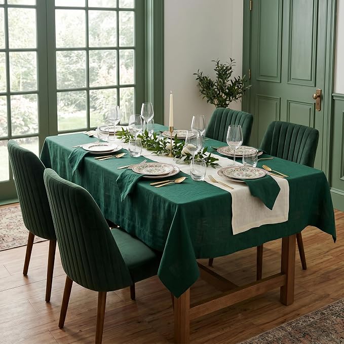 Solino Home 100% Pure Linen Dining Table Runner Ivory, Fete 14 x 108 in | Table - Image 2
