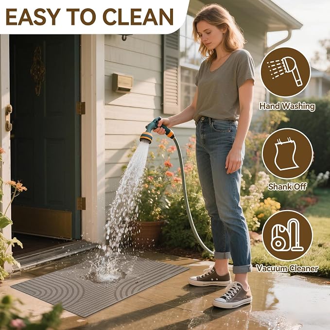 Front Door Mat 31''x47'', Absorbent Dirt Resist Washable Non Slip Low-Profile - Image 8