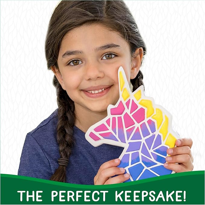 Creative Roots Mosaic Unicorn Stepping Stone, Includes 7-Inch Ceramic Stone & 6 Vibrant Paints, DIY Garden Stepping Stone Kit for Kids Ages 6+