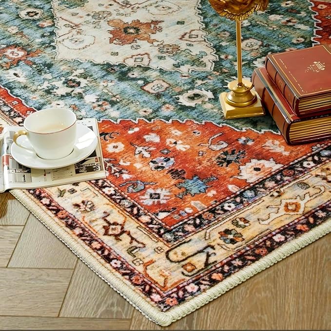 SERISSA Bedroom Rug 4x6 Boho Tribal Rug, Vintage Washable Area Rugs Non Slip - Image 8