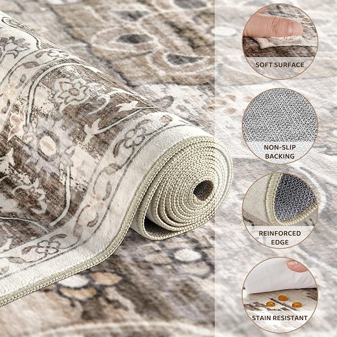 Washable 5x7 Area Rug for Living Room - Image 3