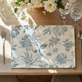 JINCHAN Sliva Linen Floral Placemats Set of 4 Farmhouse 13x19 Inch Blue | by JINCHAN