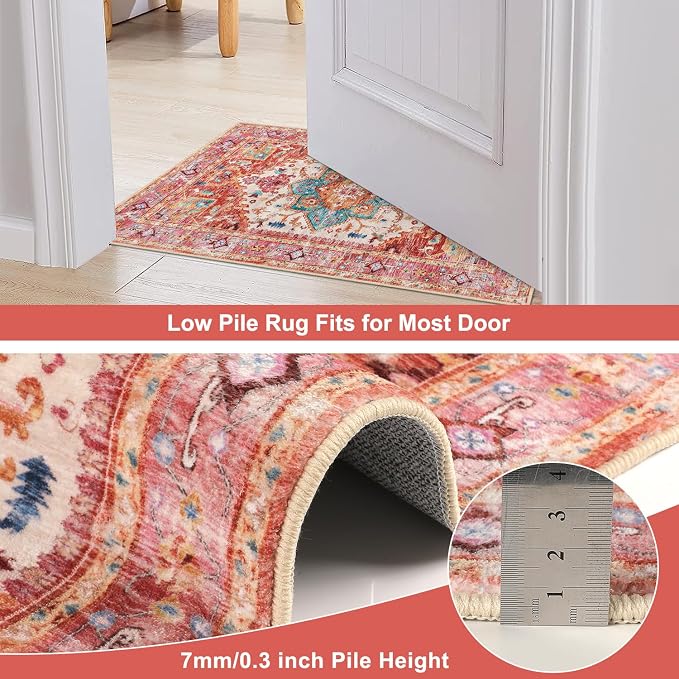 Yamaziot Washable Area Rug, 2x3 Small Entryway Rug Non-Slip Boho Vintage Rug - Image 4
