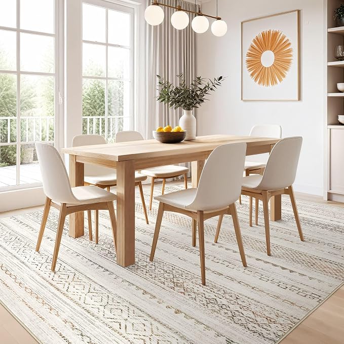 Nakagishi Area Rug 6x9 Living Room: Washable Boho Large Neutral Soft Farmhouse - Image 7