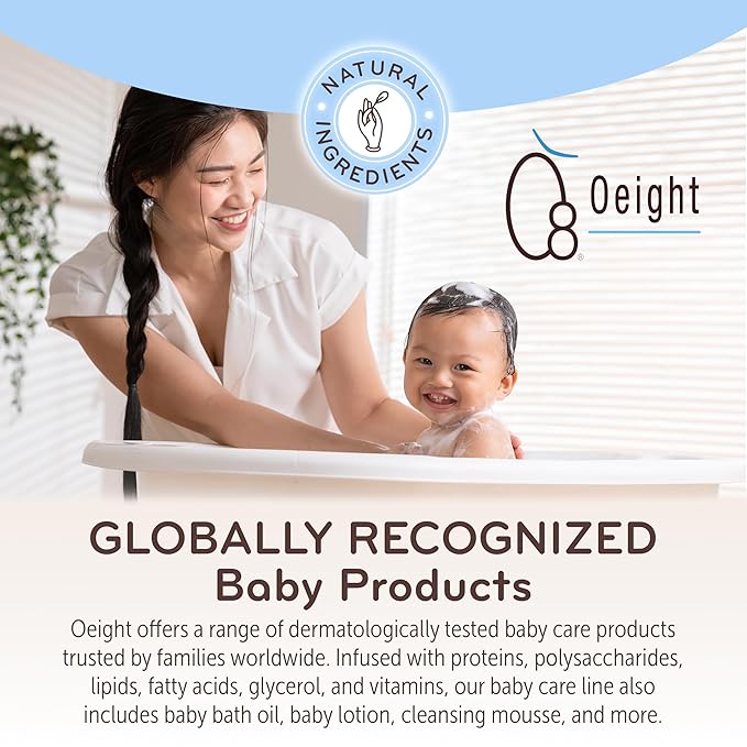 Oeight Baby Body Wash, 100% Natural Active Ingredients Sensitive Skin Baby Wash with Aloe Vera, Chamomile, Olive Oil & Provitamin B5, Dermatologically & Hypoallergenic Tested Mild Foaming Soap, 200ml