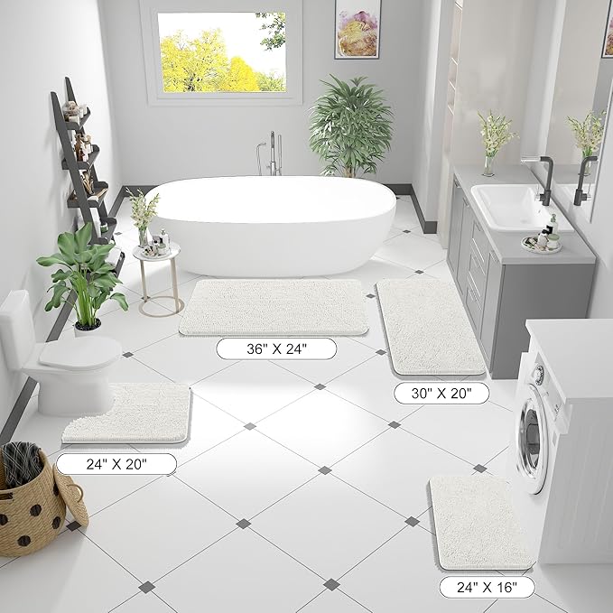 OLANLY Large Bathroom Rugs 44x32, Extra Soft Absorbent Chenille Bath Rugs - Image 2