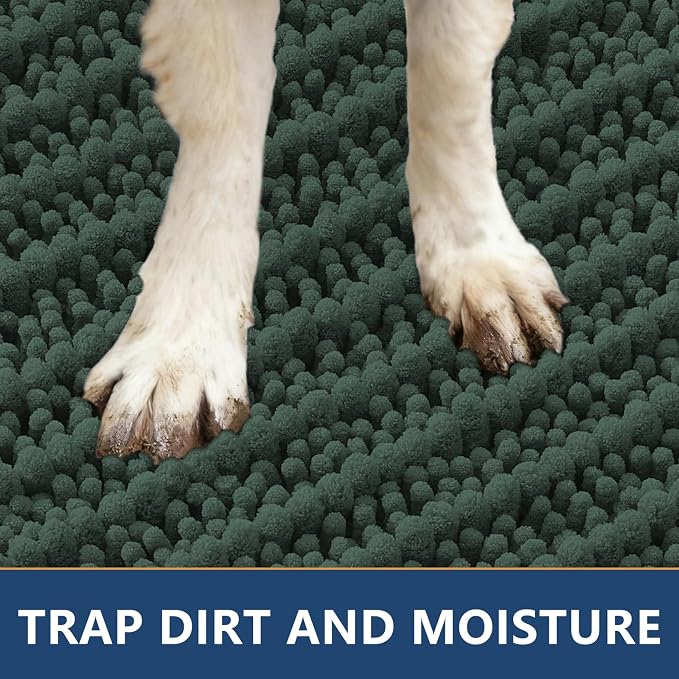 Smiry Dog Door Mat for Muddy Paws 47x32, Absorbent Dirt Trapper, Non-Slip - Image 4