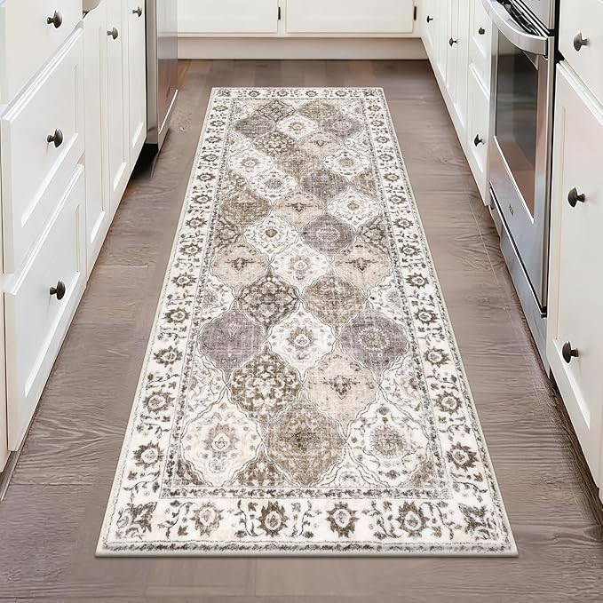 HEBE Washable Hallway Runner Rug 2'x 5' Non Slip Kitchen Rugs Runner, Low Pile by HEBE