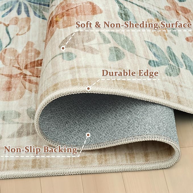 9x12 Area Rugs Washable Rug: Large Boho Living Room Rug Soft Non-Slip Low Pile - Image 8