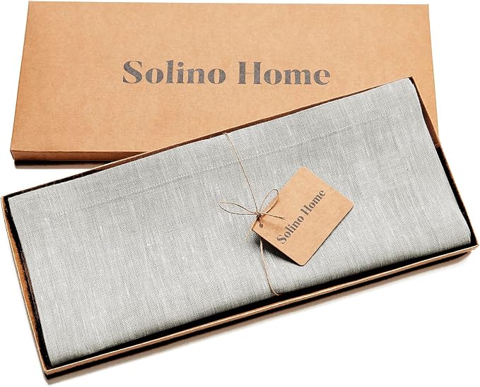 Solino Home 100% Pure Linen Table Runner Oyster Grey, Athena 14 x 72 in | Table - Image 5