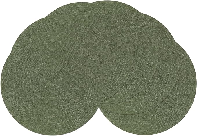 SHACOS Round Placemats Set of 6 Washable 15 inch Round Table Mats Cotton by SHACOS