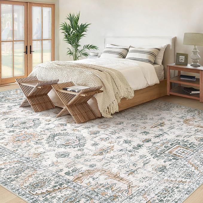 XLUEZ Area Rug 10x14 Living Room Rugs, Machine Washable Vintage Distressed Boho - Image 3