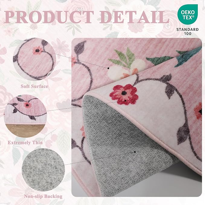DUKINO 9x12 Area Rug, Floral Rugs - Image 5