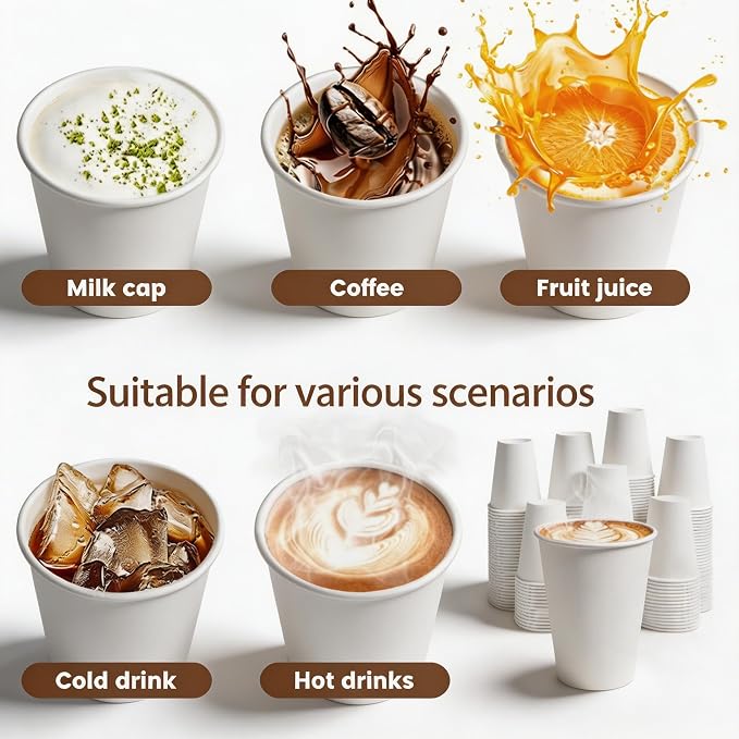 MOUMOULIFE Disposable Paper Coffee Cups 12 oz 500 Count Bulk, Leak-Proof White - Image 3