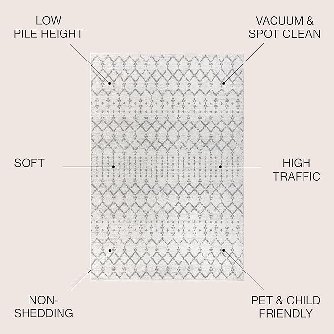 JONATHAN Y Boho Vintage Diamond Cream/Gray Square Area Rug 9X9 ft, Moroccan Hype - Image 2