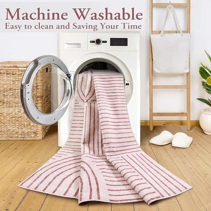 Lahome Abstract 8x10 Area Rugs, Soft Pink 8x10 Rugs - Image 2
