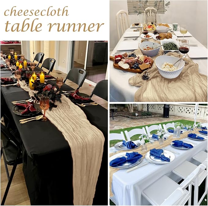 25 Pack Beige Cheesecloth Table Runner 17 x 108 Inch Gauze Table Runner Fabric - Image 7