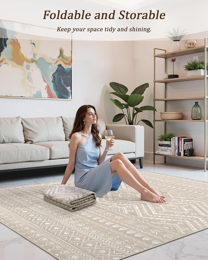 Miukiki 4x6 Area Rug for Living Room Moroccan Washable Rugs Non Slip Indoor - Image 5