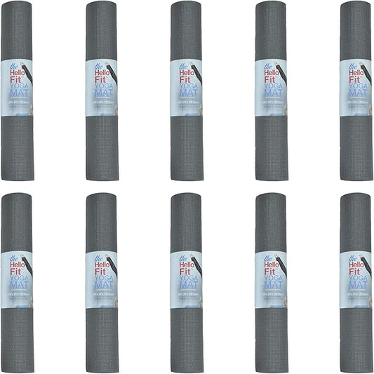 Hello Fit 10-Pack Yoga Mat, 68" x 24" Non Slip Exercise Mat, 4mm Thick Gym Mat for Fitness and Stretching, Bulk Non Toxic Yoga Mats for Schools and Studios