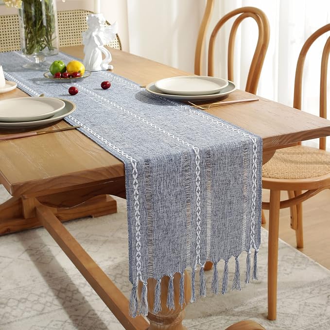 Rustic Boho Table Runner, Farmhouse Table Runners 90 Inches Long - Image 4