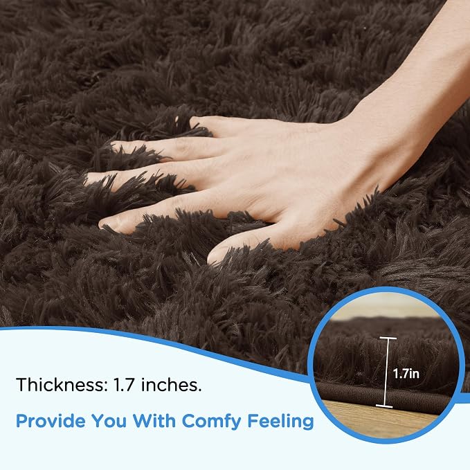 5x7 Brown Area Rugs for Living Room, Fluffy Shag Rug for Bedroom Nursery - Image 5