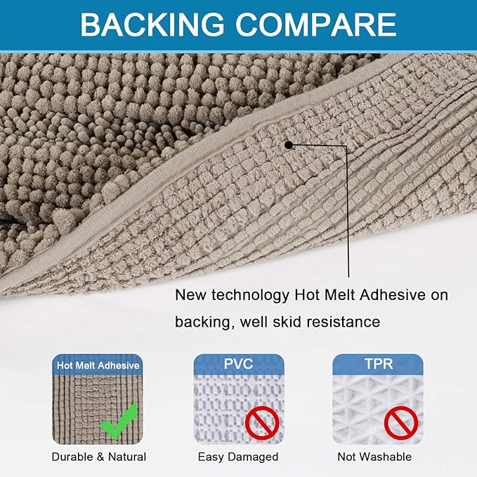 H.VERSAILTEX Bath Rugs for Bathroom Non Slip Bath Mats Extra Thick Chenille - Image 4