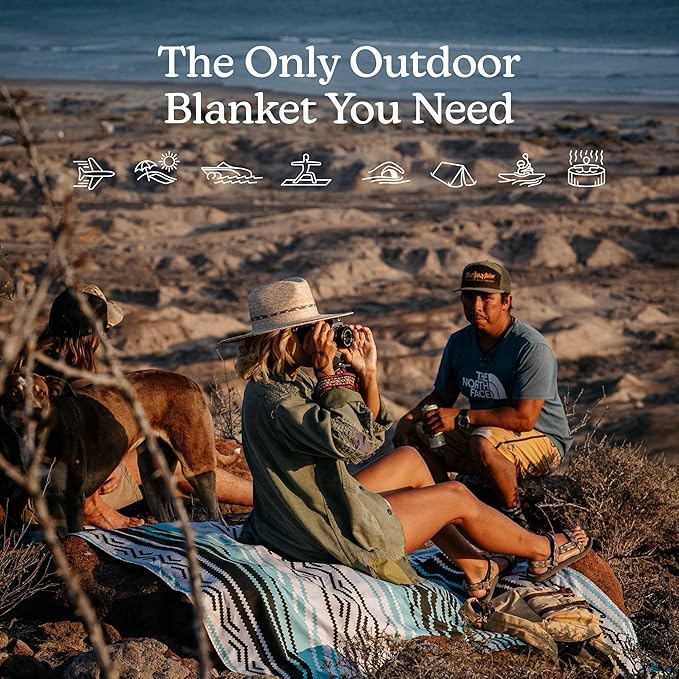 Nomadix Festival Blanket - Perfect for Picnics, Camping, & Lawn Seating - Plush Top & Water Resistant Base - Made with Post Consumer Recycled Materials - Agua Blue - 60x70 in