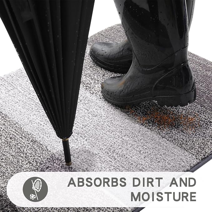 Kitinjoy Indoor Outdoor Door Mat, 59x24 Non-Slip Absorbent Dirt Trapper - Image 2