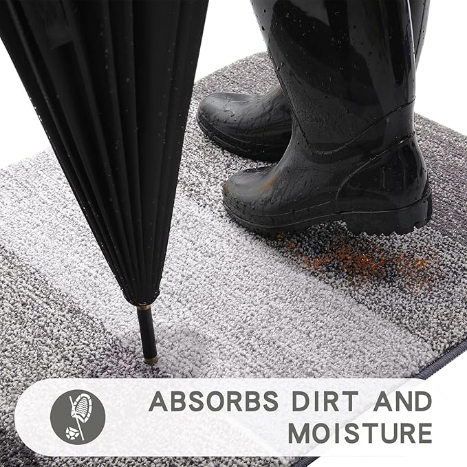 Kitinjoy Indoor Outdoor Door Mat, 44x32 Non-Slip Absorbent Dirt Trapper - Image 2