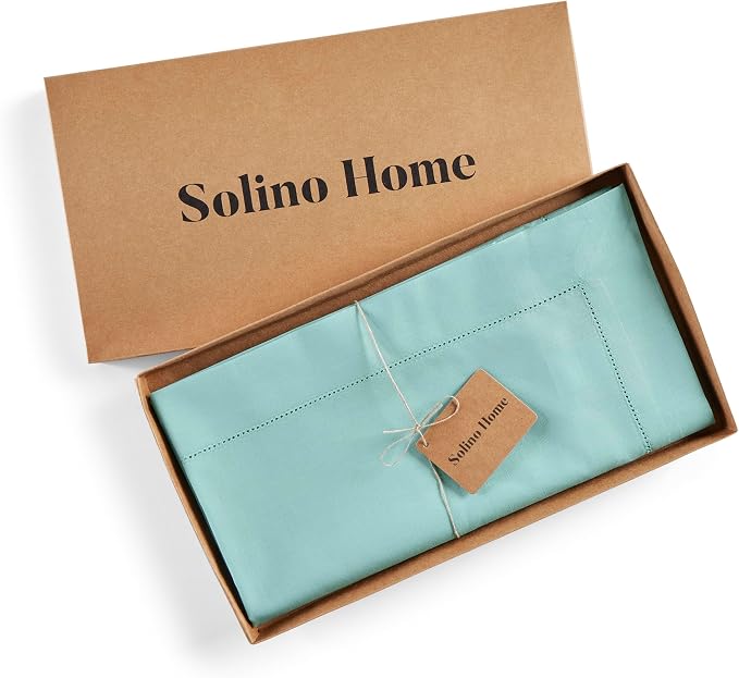 Solino Home Cotton Linen Dining Table Runner Pastel Turquoise, 14 x 60 in | - Image 5