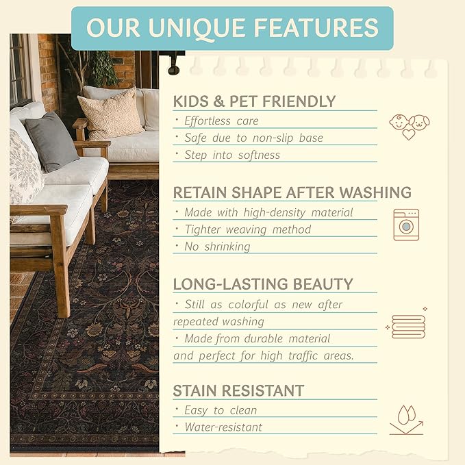 Dark Brown 2x3 Washable Entry Rug, Throw Small Rugs - Image 7